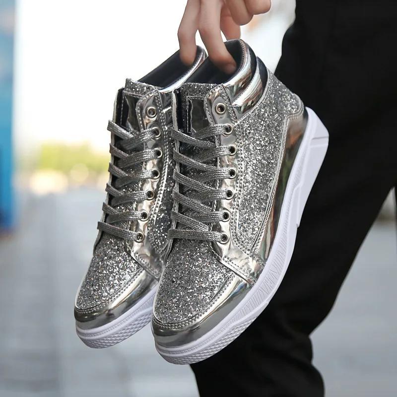 Hot Sale Man High Top Sneakers Luxury Glitter Men Ankle Boots Fashion Non-slip Casual Shoes High Quality Hip Hop Men Boots 2026