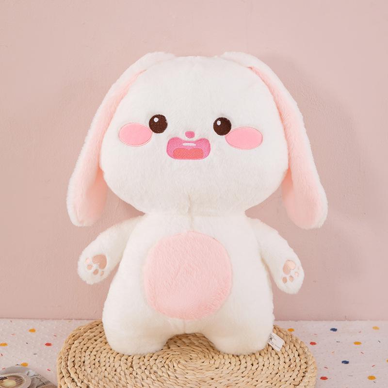 Cute Fat Rabbit Plush Toy Doll White Bunny Doll Big Eared Rabbit Bed Sleeping Pillow Birthday Gift