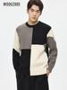 WOOG2005 Men's Color Block Patchwork Round Neck Sweater - 2025 Autumn/Winter Loose Casual Knitwear