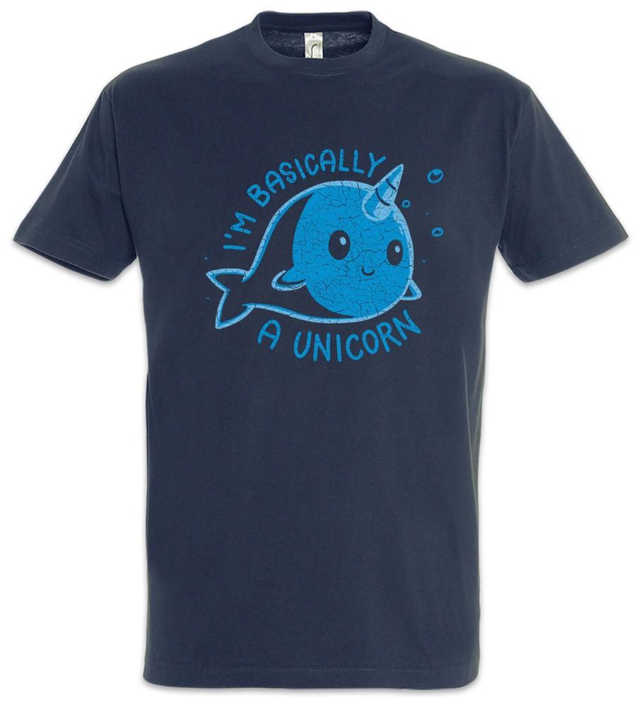 

I m Basically A Unicorn T-Shirt Whale Narwahl Fun Horn Rainbow Fairies L