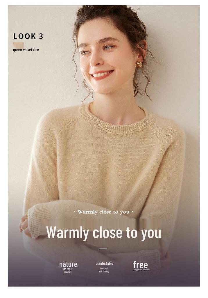 Women's Soft Cashmere Knit Long Sleeve Raglan Sweater - Warm, Loose, Comfortable, Versatile Layering Top