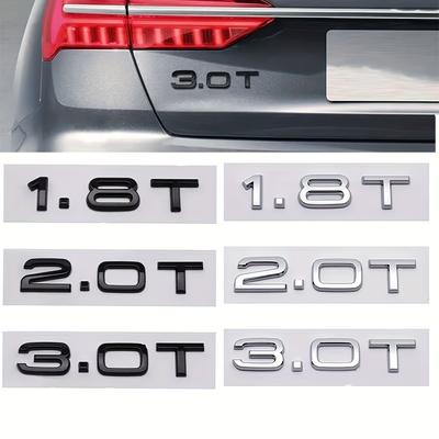 1 pièce ABS 3D 1.8T 2.0T 3.0T Lettres Emblème Badge Coffre Arrière pour A3 A4 A5 A6 A7 A8 Q2 Q3 Q5 Q7 Q8 Autocollant Accessoires de Style