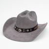 Suede Western Cowboy Hat Vintage Metal Jazz Hat Men's and Women's Ethnic Style Autumn and Winter Big-brimmed Top Hat