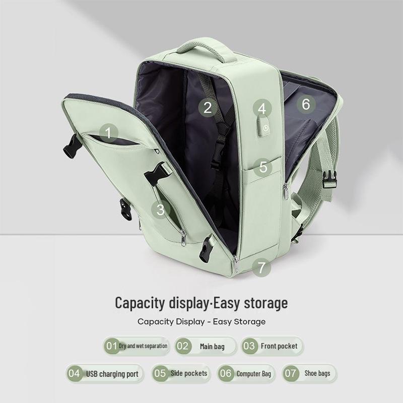 Men's Large Capacity Travel Backpack with Wet/Dry Separation, Cabin-Size Business Computer Backpack
