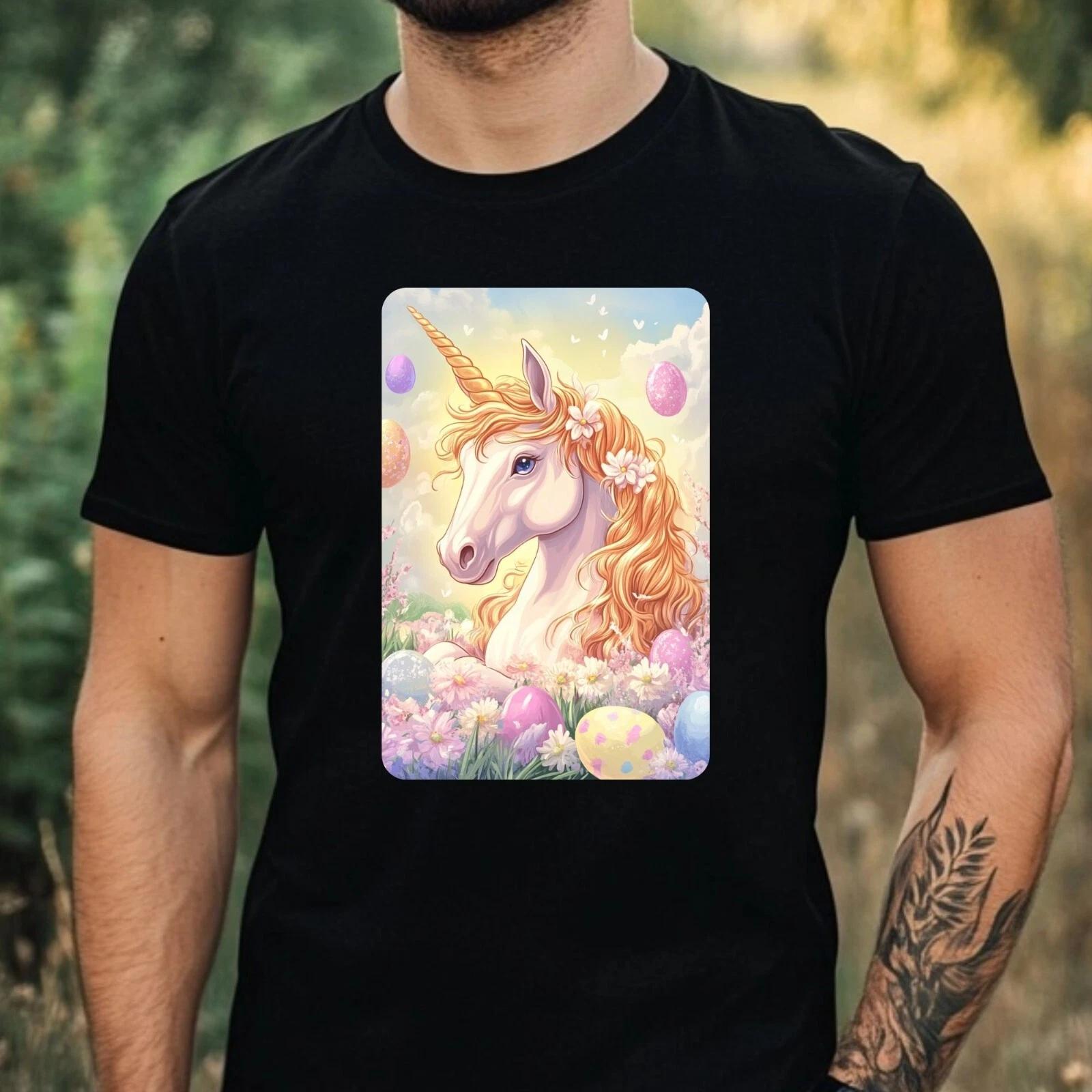 T-Shirt Herren Oster Einhorn Motiv Baumwolle Größe XS bis 5XL XS