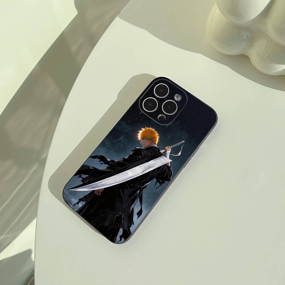 B-Bleach- Anime Ichigo Kurosaki   Phone Case For iPhone 17,16,15,14,13,12,11 Pro Max, Lightweight and Practical Soft Black Cover