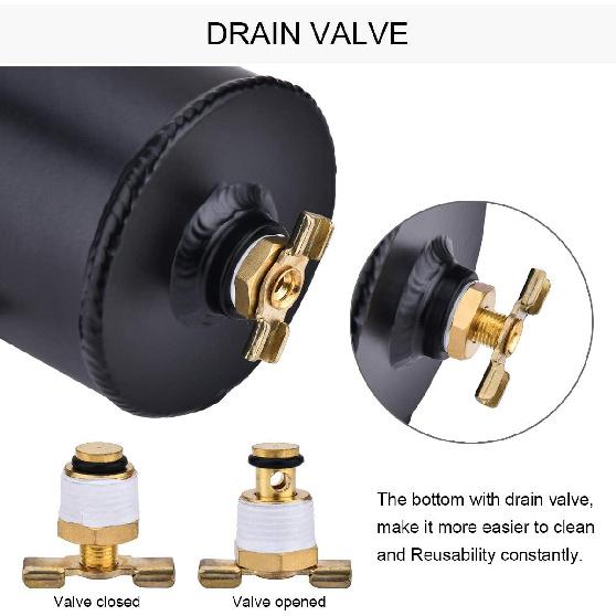 EVIL ENERGY 10An Oil Catch Can, 750Ml Universal Baffled Catch Can With Breather Filter Aluminum Breather Tank 2 Port Air Oil Separator Black