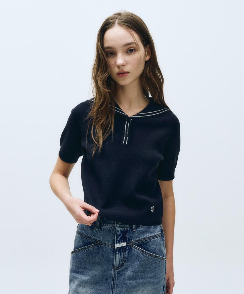 Malittepeulangsowajeobeo W Marine Sailor Half Knit Navy