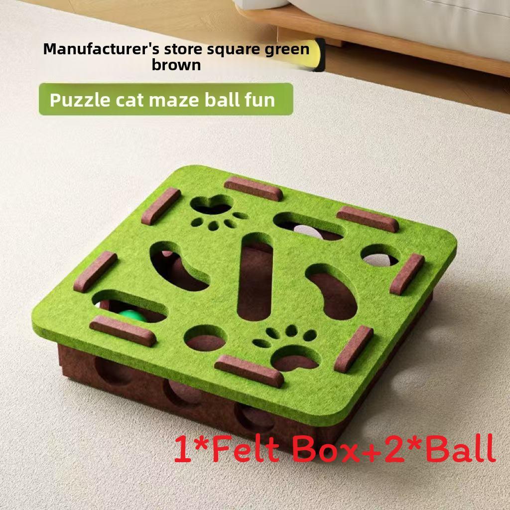 

Feather Felt Cat Toy Set With Maze Balls For Interactive Play And Intelligence Development Square Green