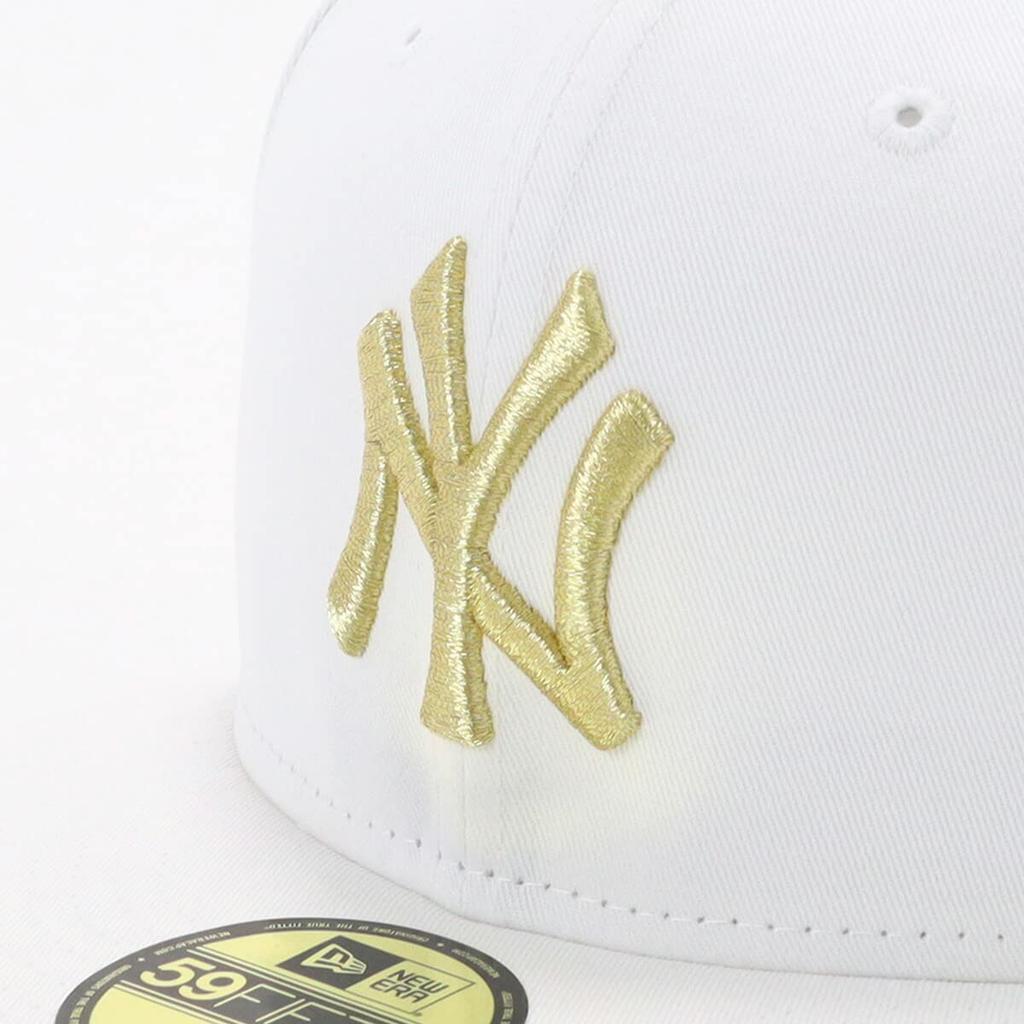 New Era MLB New York Yankees Cap 7 59Fifty MLB New York Yankees WHT MT GLD 23J White/Gold 3/4