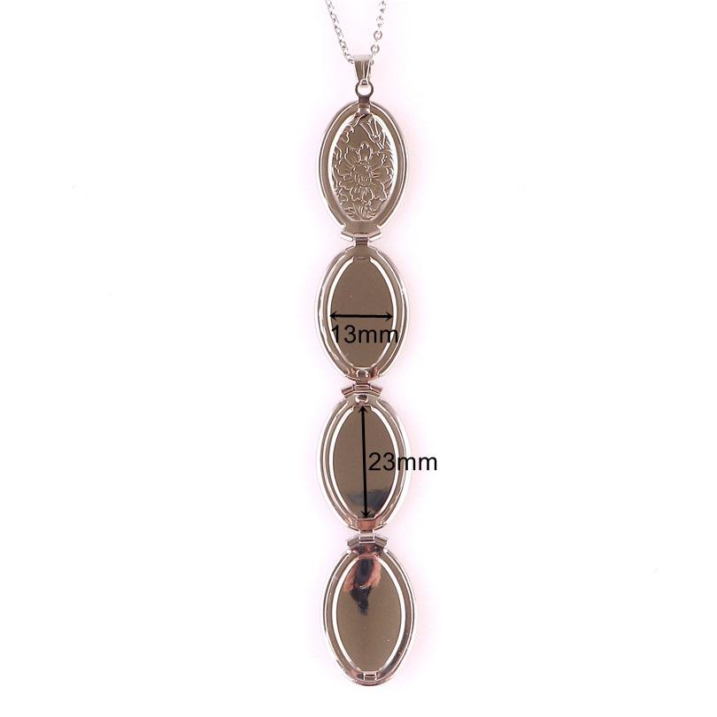 Fashion Album Box Necklaces Magic 4 Photo Pendant Memory Floating Locket Necklace Oval Flower Flash Box No Photos