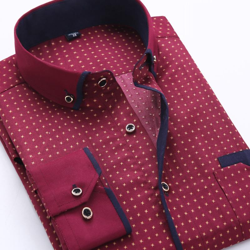 2026 Men Shirt Fashion Formal Shirts for Men Long Sleeved Printed Slim Fit Male Social Business Dress Shirt Drop Shipping MY199