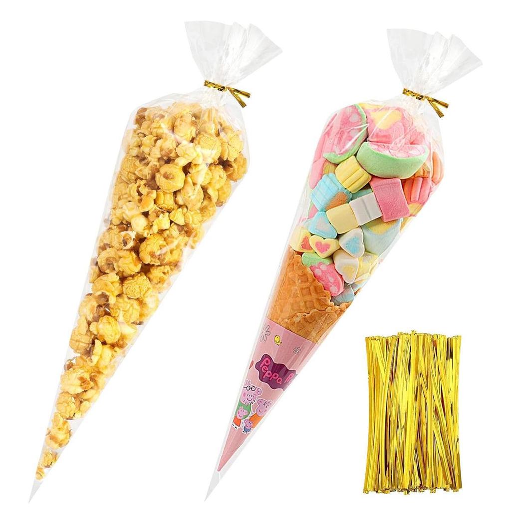 Transparent OPP Triangular Popcorn Bags for Party Candy and Snack Packaging