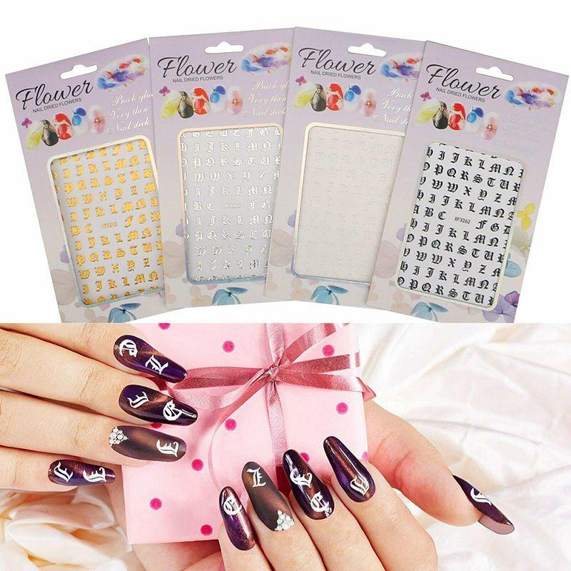 Nail 3d Art Stickers Latin Roman English Alphabet Letter Decals Decoration Tip