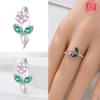 Exquisite Original  Copper Open Flower Butterfly Leaf Ring Women Blue Zirconia Star Heart Ring Jewelry Accessory Fine Gifts