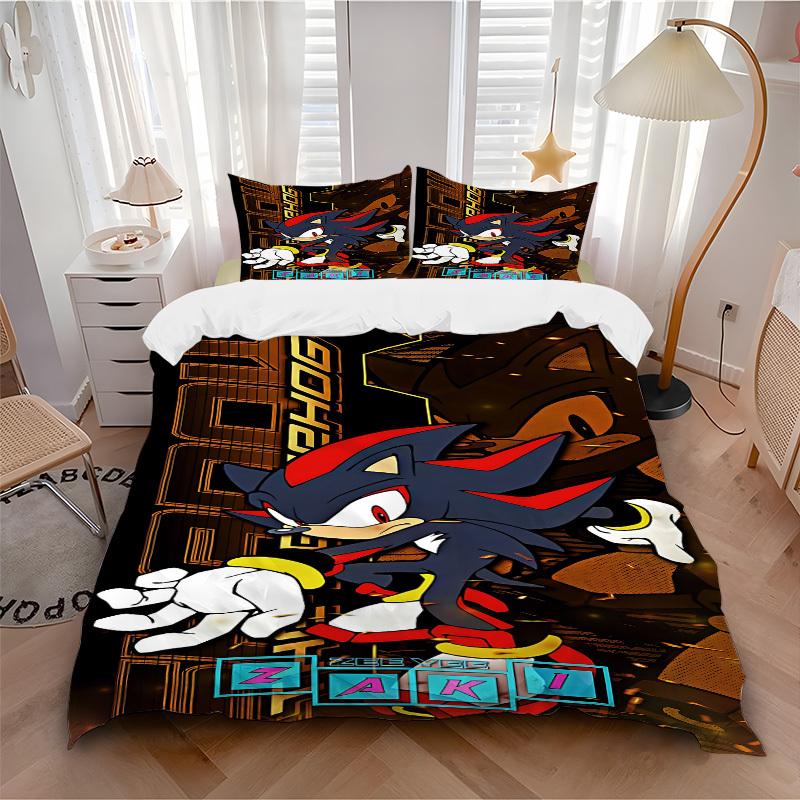 

3pcs bedding set Sonic Shadow Includes 1 Comforter+2 Pillowcases, Without Pillow Inserts, Soft Comfortable, Lightweight Breathable,183 135x200cm