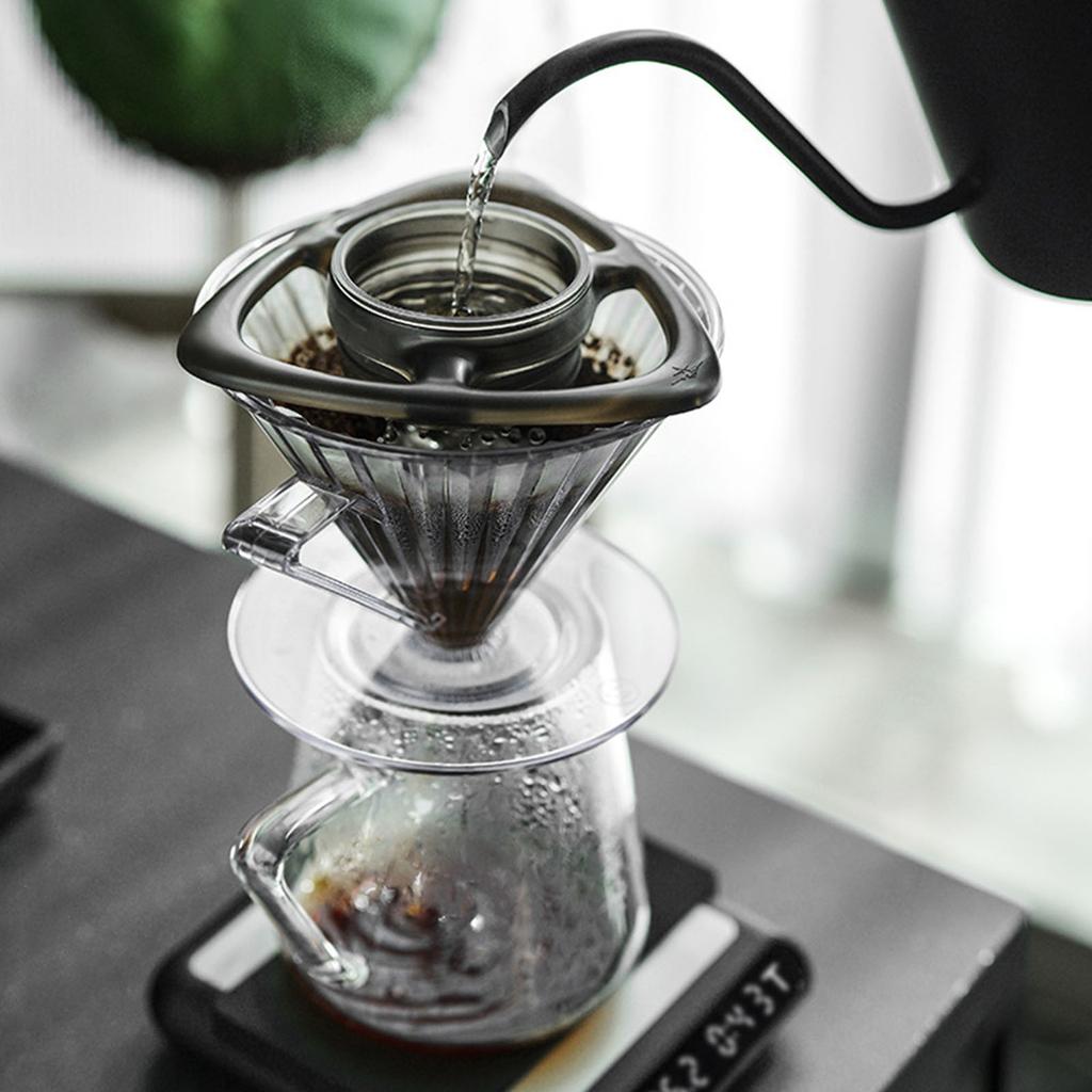 Heat Resistant Resins Coffee Filter With Stapped Height Adjustment And Dispersion Holes Pours Over Coffee Drip Assist