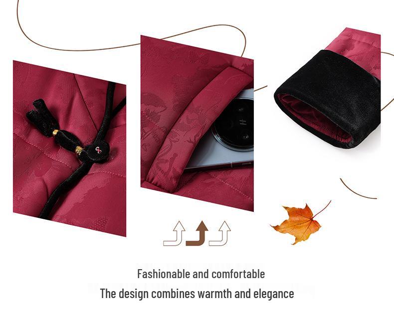 New Chinese Style Winter Down Cotton Jacket for Middle-Aged & Elderly Women - Short, Warm Grandma Outerwear