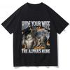 Hide Your Wife, Alpha Werewolf Is Coming! Funny Werewolf Meme T-shirt, Trendy Casual Hip-hop Women's Short-sleeved Shirt.Y2K ...