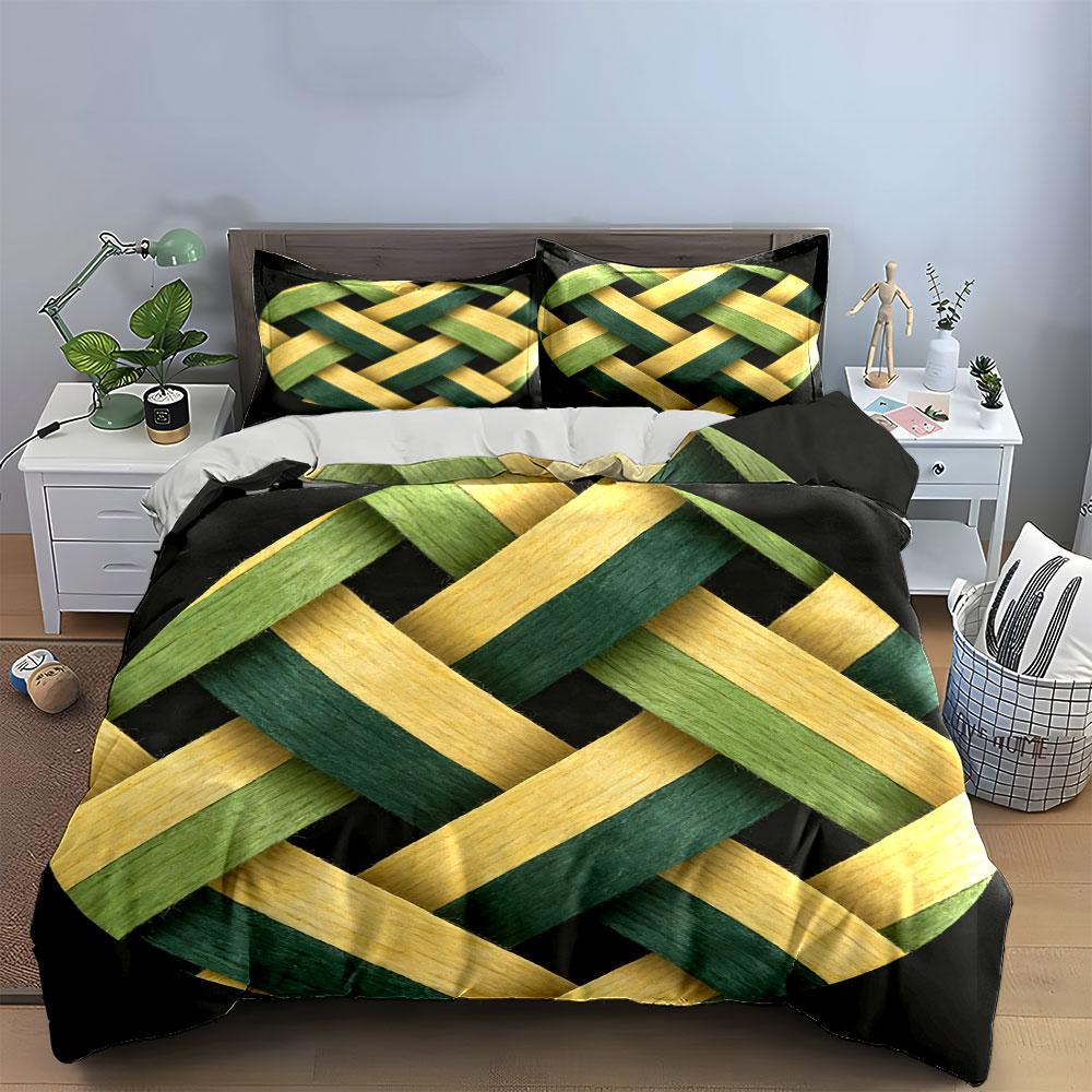 Handwoven Straw Decor Set Soft Comfortable Duvet Cover Bedding Set Included 1*Duvet Cover & 2*Pillowcases, Gift