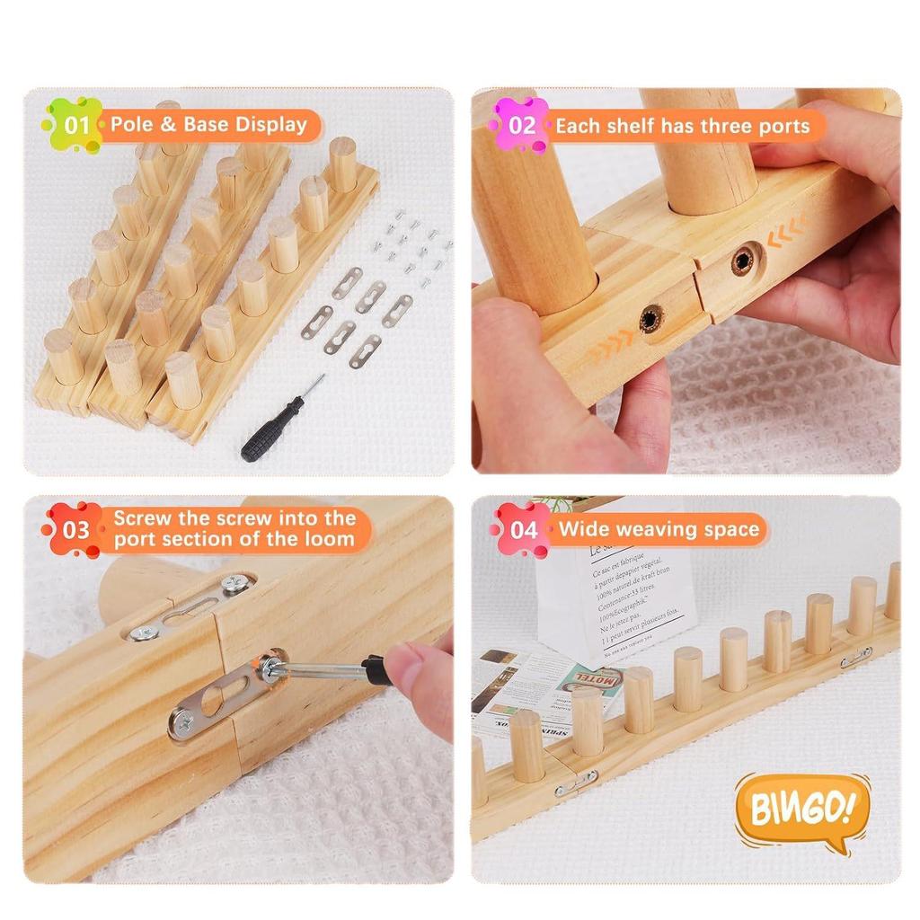 Wooden Handmade Knitting Tools: Square Single-Head Yarn Short Needles for DIY Weaving, Towels, and Tapestry.
