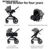 Passeggino 3 in 1 Bambino Combinato Seggiolino Auto Navicella Trio Reversibile Regolabile Alta Qualità Ruote Antiforatura Manico.Rosa