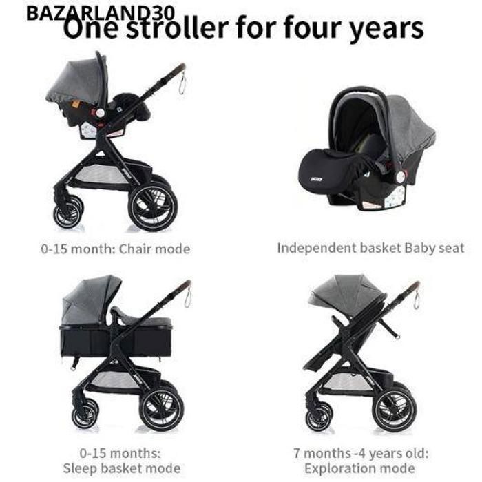 Passeggino 3 in 1 Bambino Combinato Seggiolino Auto Navicella Trio Reversibile Regolabile Alta Qualità Ruote Antiforatura Manico.Rosa