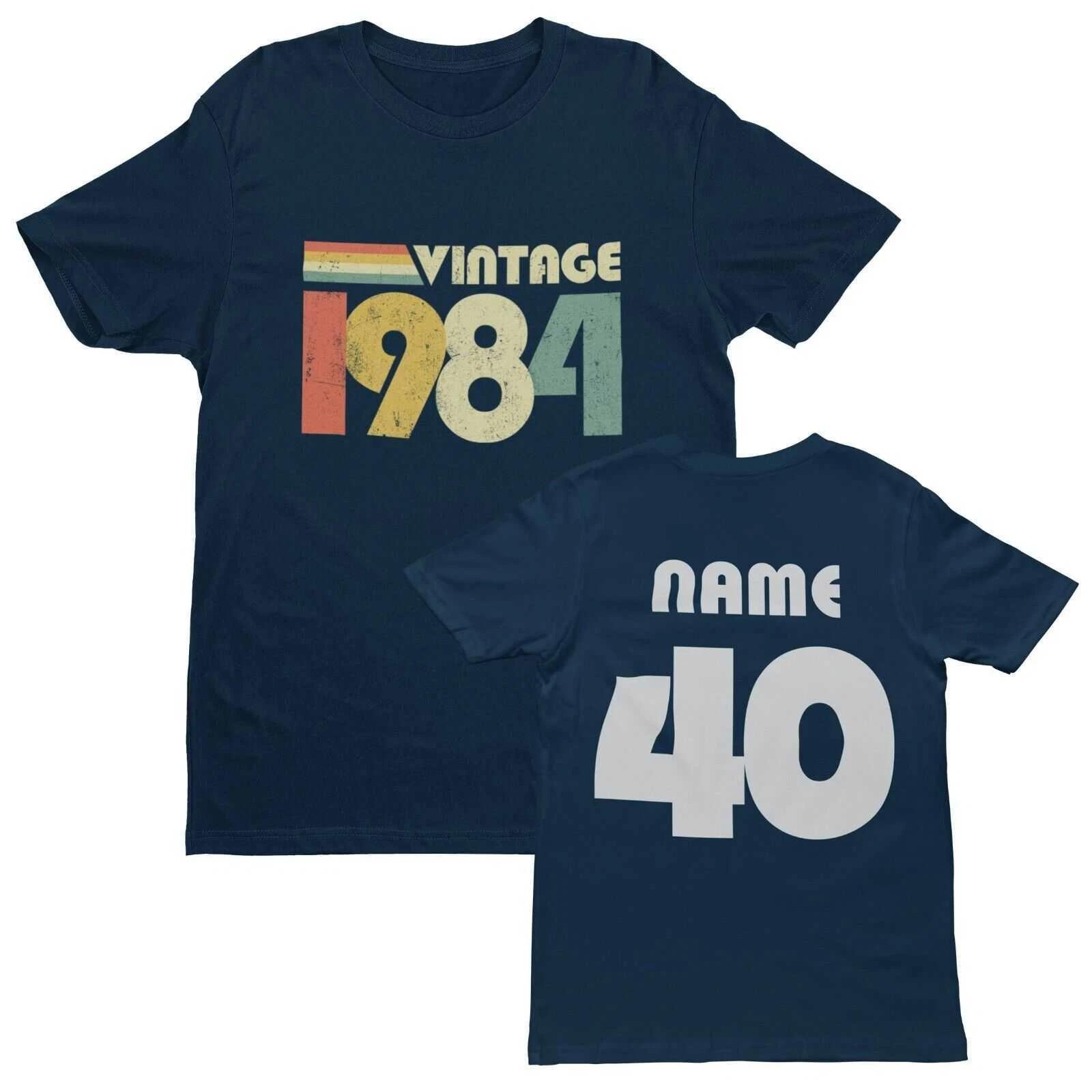 Personalised 40th Birthday in 2024 T Shirt Vintage 1984 Name on Back Gift Idea L