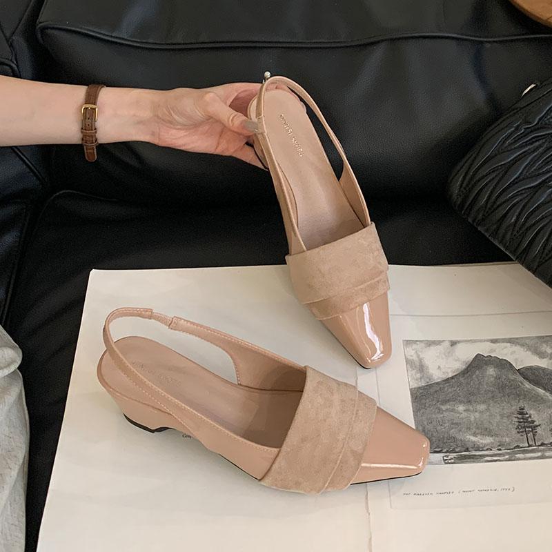 Fashion 2025 New  Elegant Women Heeled Sandals Shoes Female Slip On Footwear Shallow Fashion Pointed Toe Ladies Low Heel Sandals Shoes