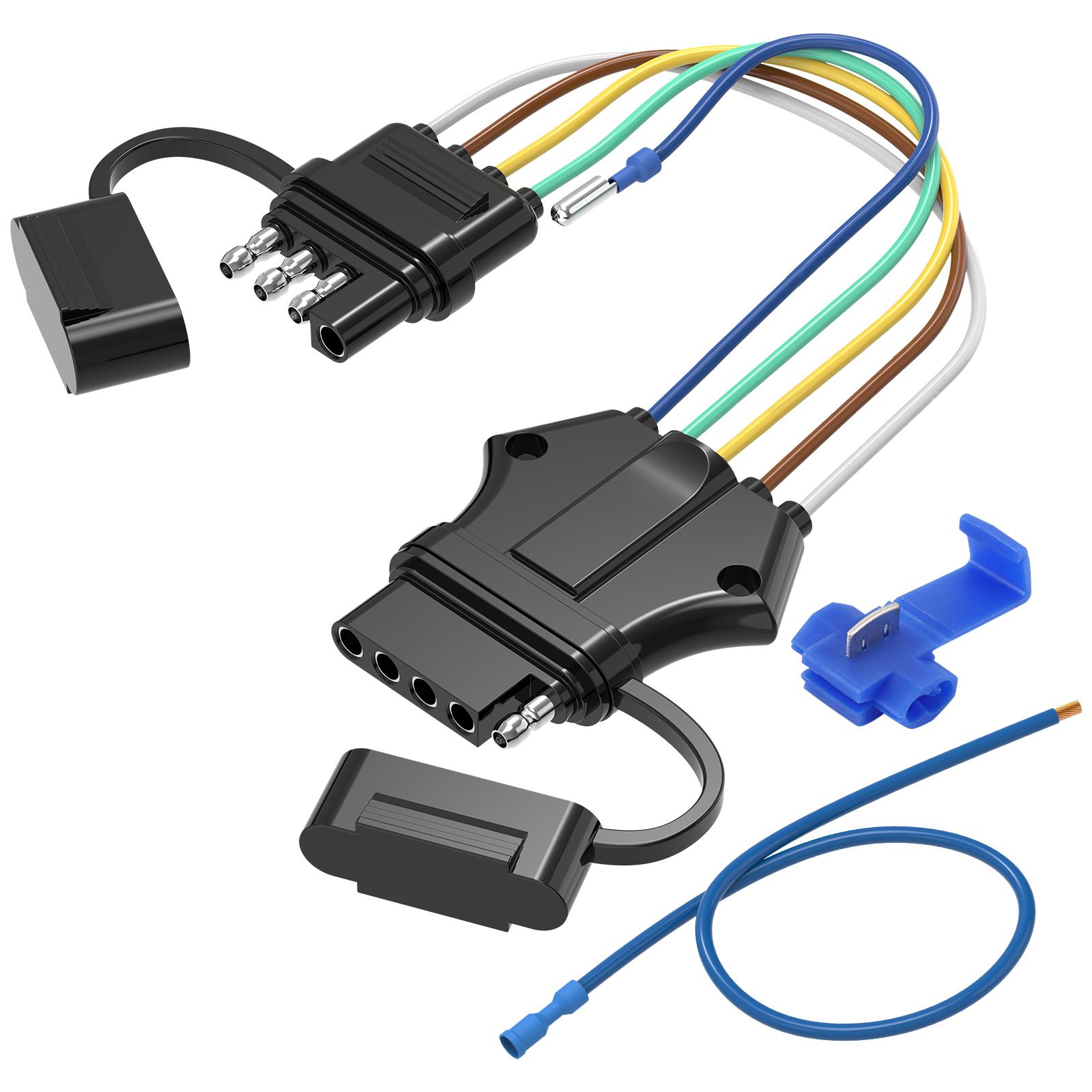 4 to 5 Way Flat Trailer Wiring Adapter Pure Copper 4 Pin to 5 Pin Connector for Marine Trailer with Surge Brake чёрный