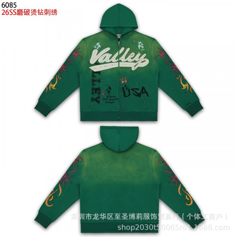 Americká Vintage Volná Mikina s Výšivkou a Kalhoty Širokého Střihu Set Pro Dospívající Ležérní Streetwear
