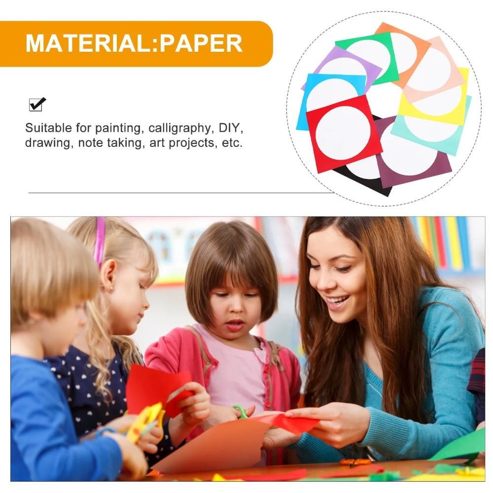 20Pcs Paper Art Frame Border Square Outer Round Inner Sketch Paper Mat Kid Drawing Creation