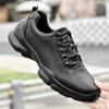 Autumn New High-quality Leather Casual Shoes Non-slip Outdoor Thick-soled Solid-color Sports Shoes