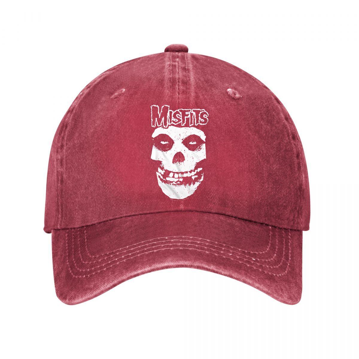 Misfits Grungy Skull Emblem Graphic Baseball Cap Unisex Women Distressed Washed Sun Cap Outdoor Workouts Hat One Size