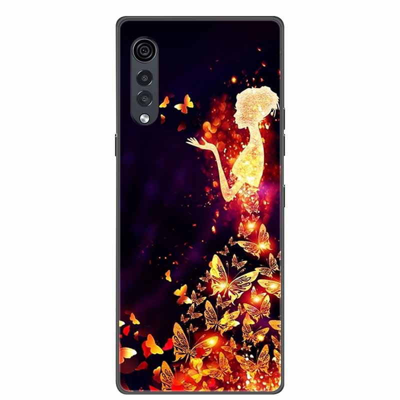 For LG Velvet Luxury Phone Case Black Soft Silicone TPU Back Cover for LGVelvet 5G Funda LMG910EMW Protector Capa Cartoon Coque