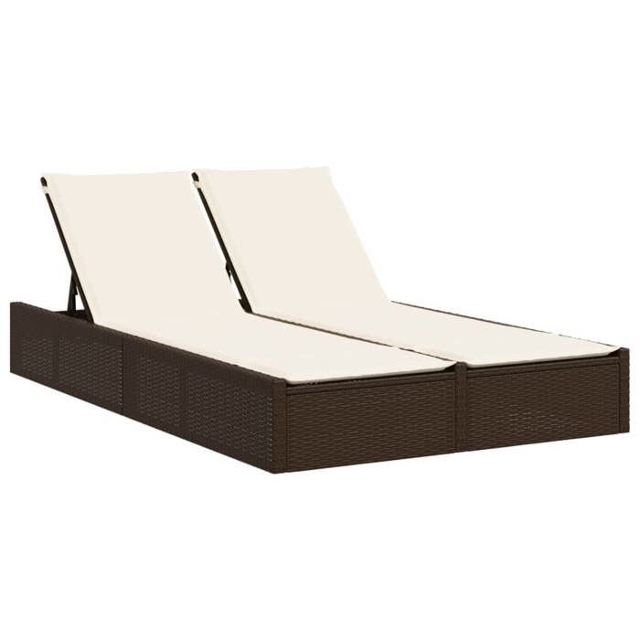 VidaXL Chaise longue double avec coussins marron résine tressée 368629