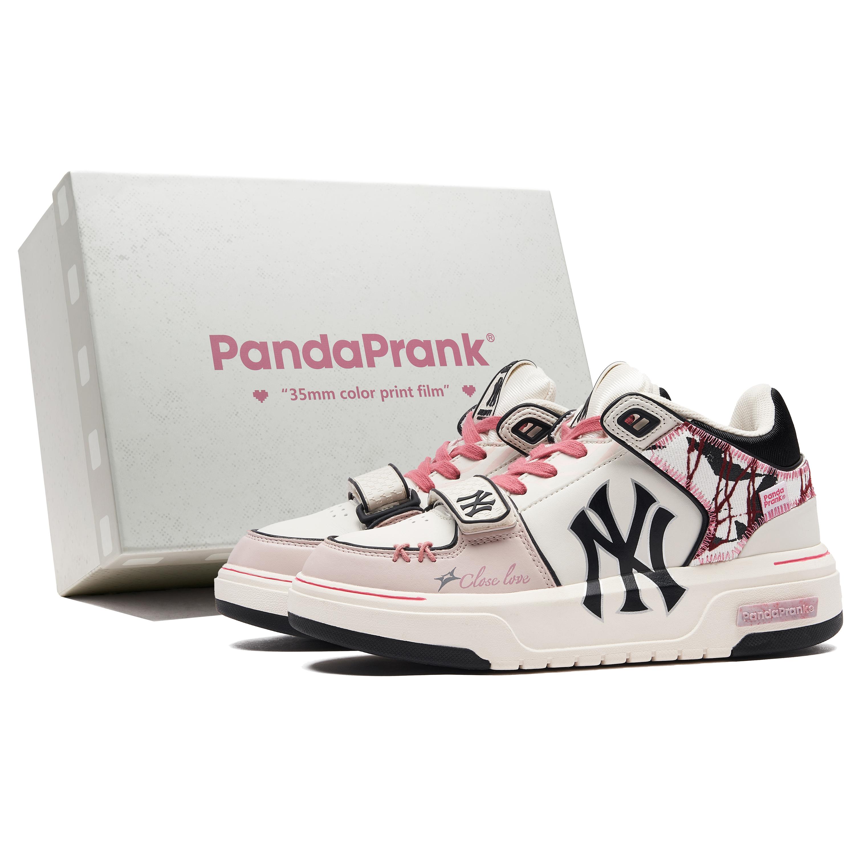 

MLB Chunky Liner Slip Resistant Abrasion Resistant Mid top Skateboard Shoes Unisex White Black Pink 3ASXLMB3N-50BKS(TeamH-) 38.5