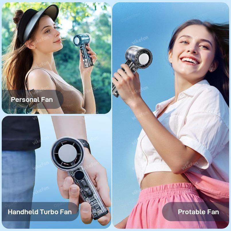 Portable Handheld Turbo Fan 3000Mah Rechargeable Mini Fans Ice Cooling 100 Gear LED Digital Display For Travel Office Outdoor