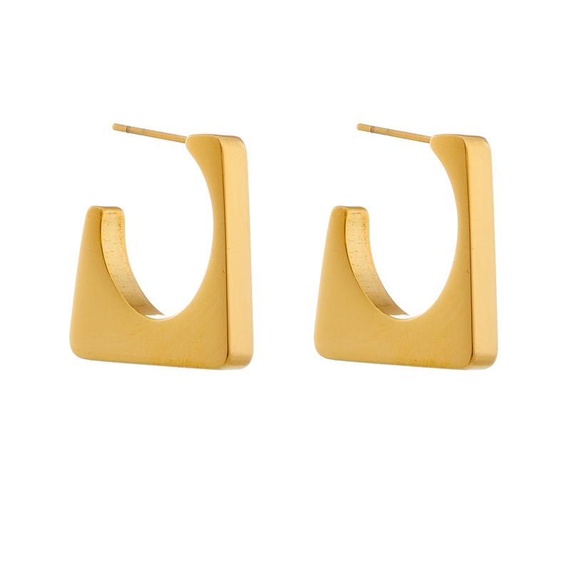 Titanium Steel Gold Chunky Twisted Hoop Earrings Non Fading Versatile Ear Cuff for Women