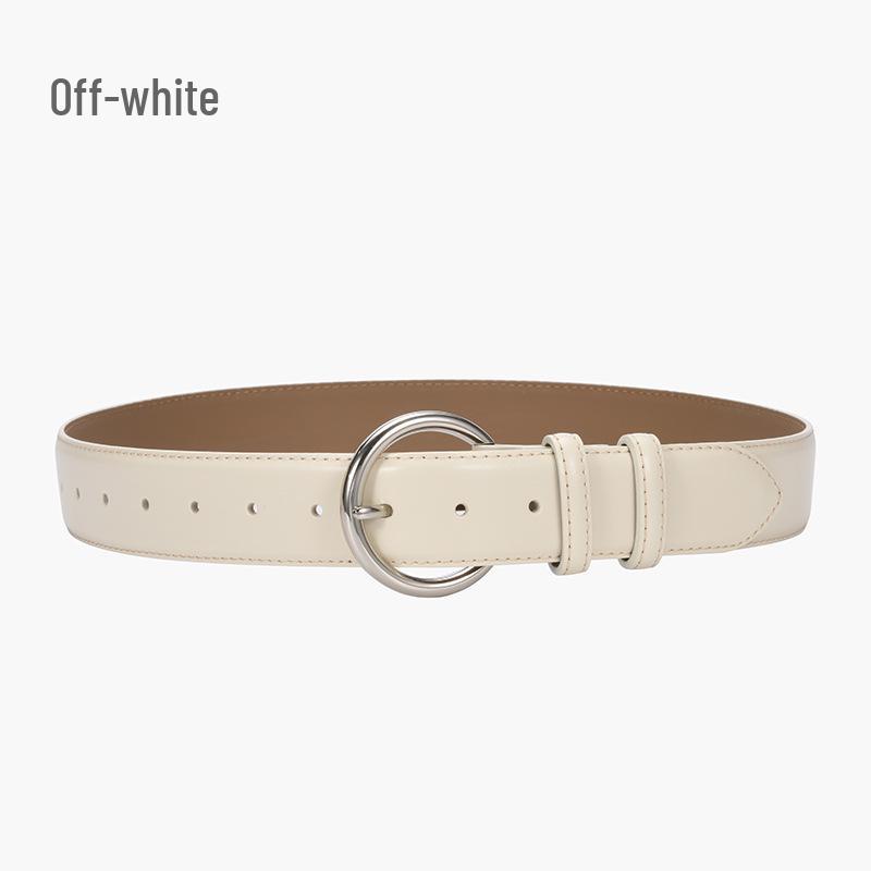 Ladies' Genuine Cowhide Leather Wide Waist Trench Coat Belt