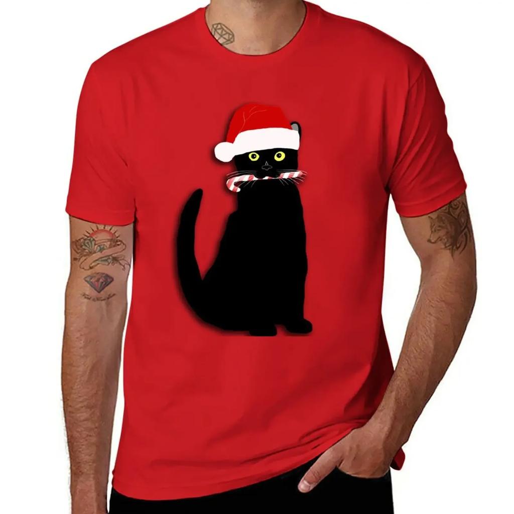 Christmas Cat T-Shirt for a Boy New Edition Mens Plain T Shirts