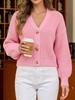 Damen Herbst/Winter Kurzer Knopf-Strickjacke Pullover M689