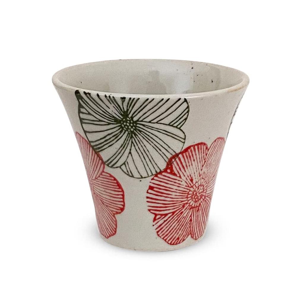 Kunzangama Teacup Made In Floral Red J-kitchens (Hasami Ware), Japan, 140cc, Pattern,