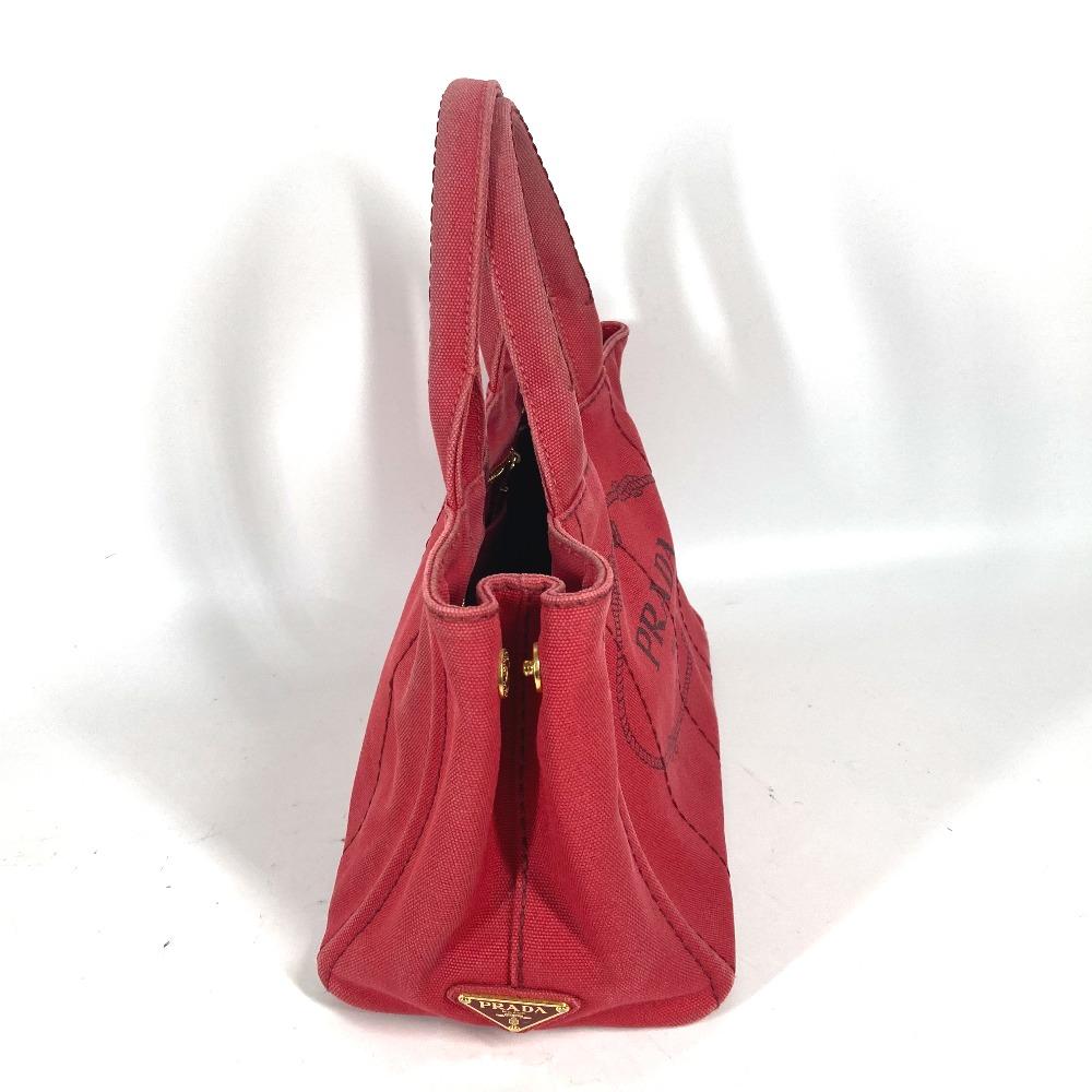 PRADA Logo Canapa SS MINI Bag Tote Bag Hand Bag Canvas Red