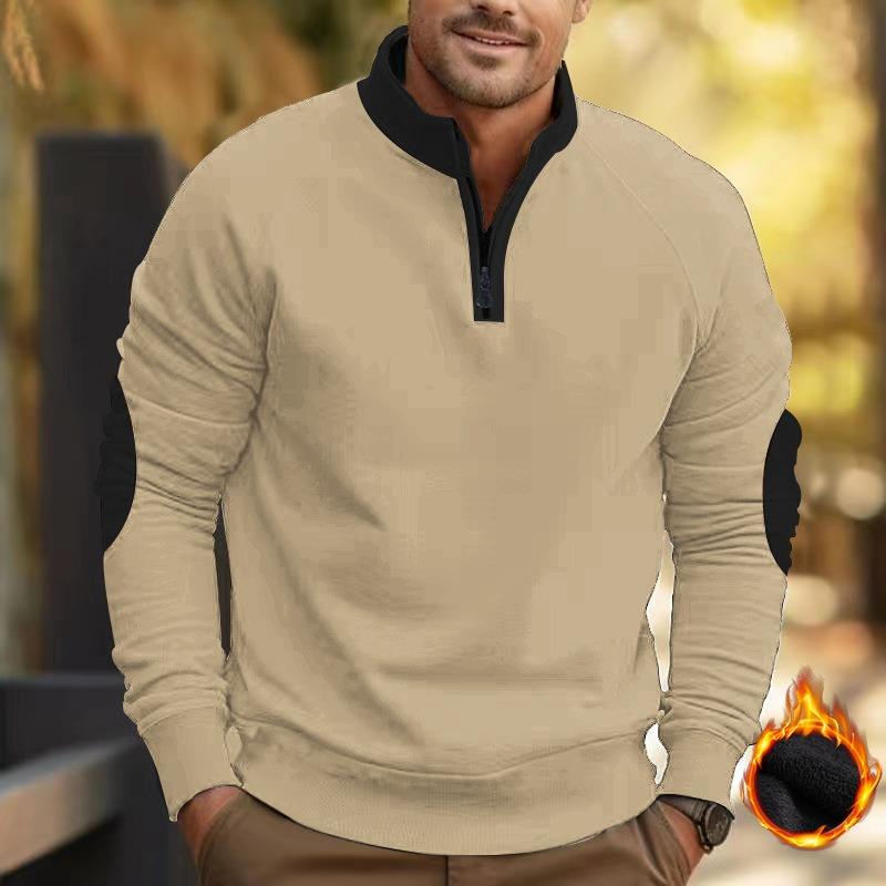 

Color matching embroidery Spring and Autumn loose casual velvet heavy stand-up collar pullover long-sleeved sweater XXXL верблюд