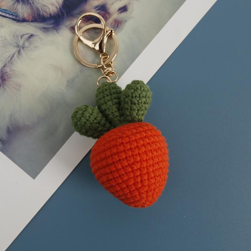 Creative Crochet Keychains Funny Expression Vegetable Doll Keychains Knitting Handmaking Cute Keyrings Bag Pendant Accessories