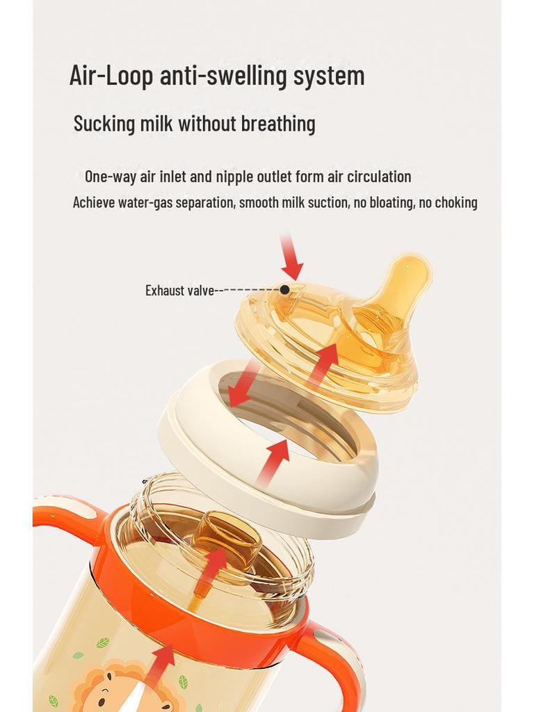 Baby Elephant PPSU Straw Bottle with Handle for 1+ Year Olds - Anti-Colic Design