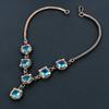 Blue Topaz Necklace Handmade Jewelry, 999 Copper Wire Wrapped Necklace Designer Gemstone Jewelry Adjustable Chain Necklace Gift For Mom