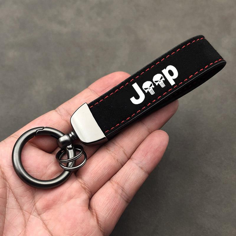 Car Tire Wheel Valve Caps Cover Suede Car Key Chain Ring Keychain For Jeep Grand Cherokee Wrangler JK Gladiator Compass Patriot