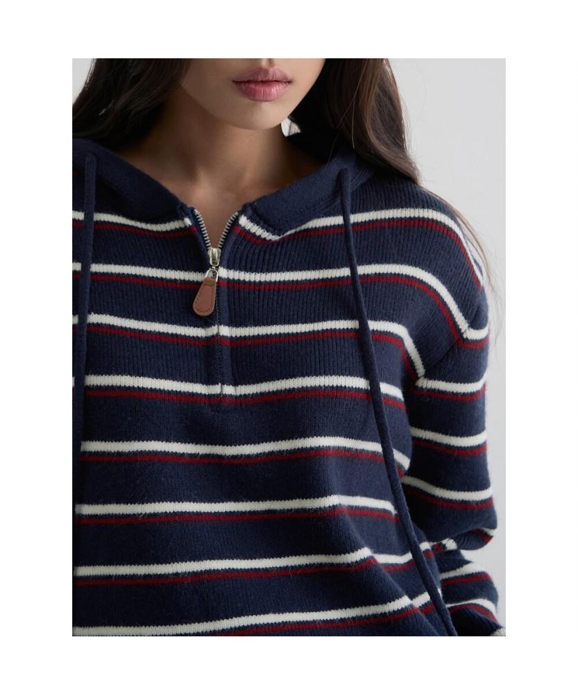 8SECONDS Striped Half-Zip Navy